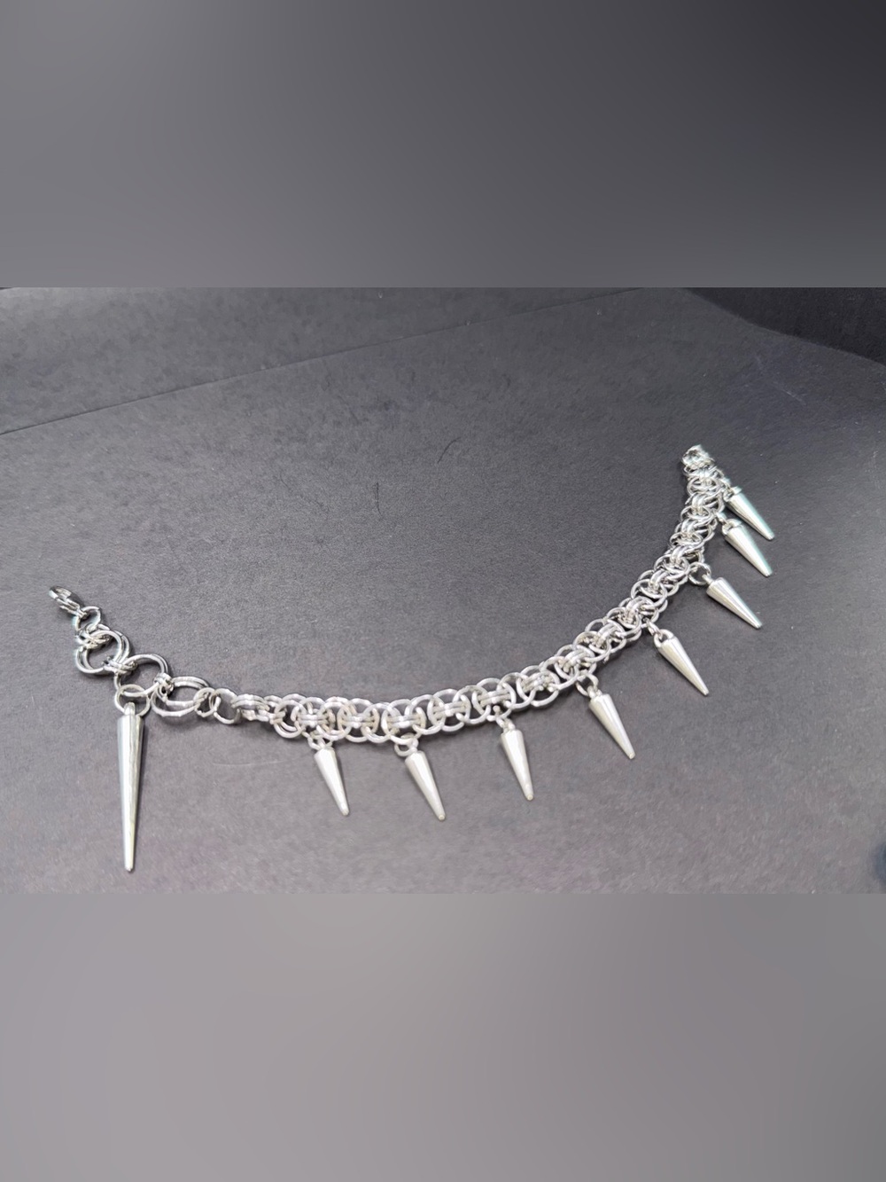 Silver Spike Chainmaille Charm Bracelet - Women